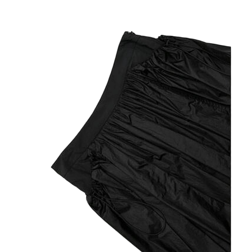Gathered Black Maxi Skirt with Concealed Zipper