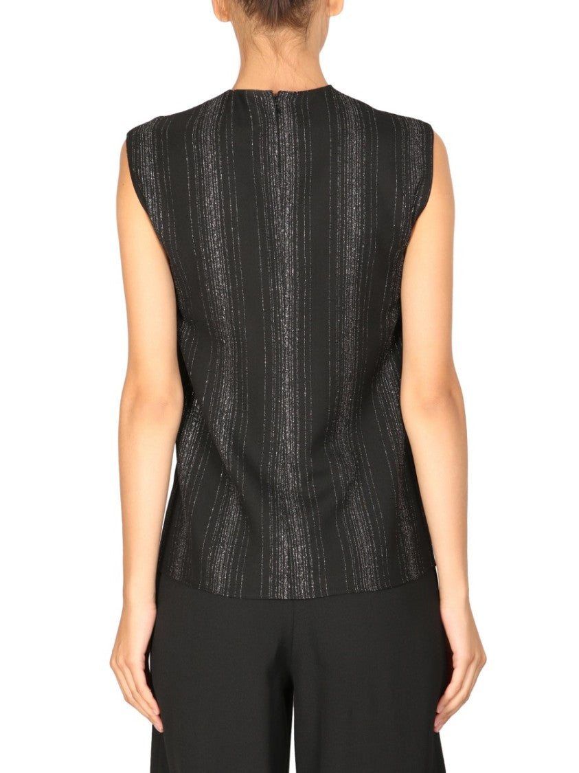 Vertical Lurex Striped Tailored Top