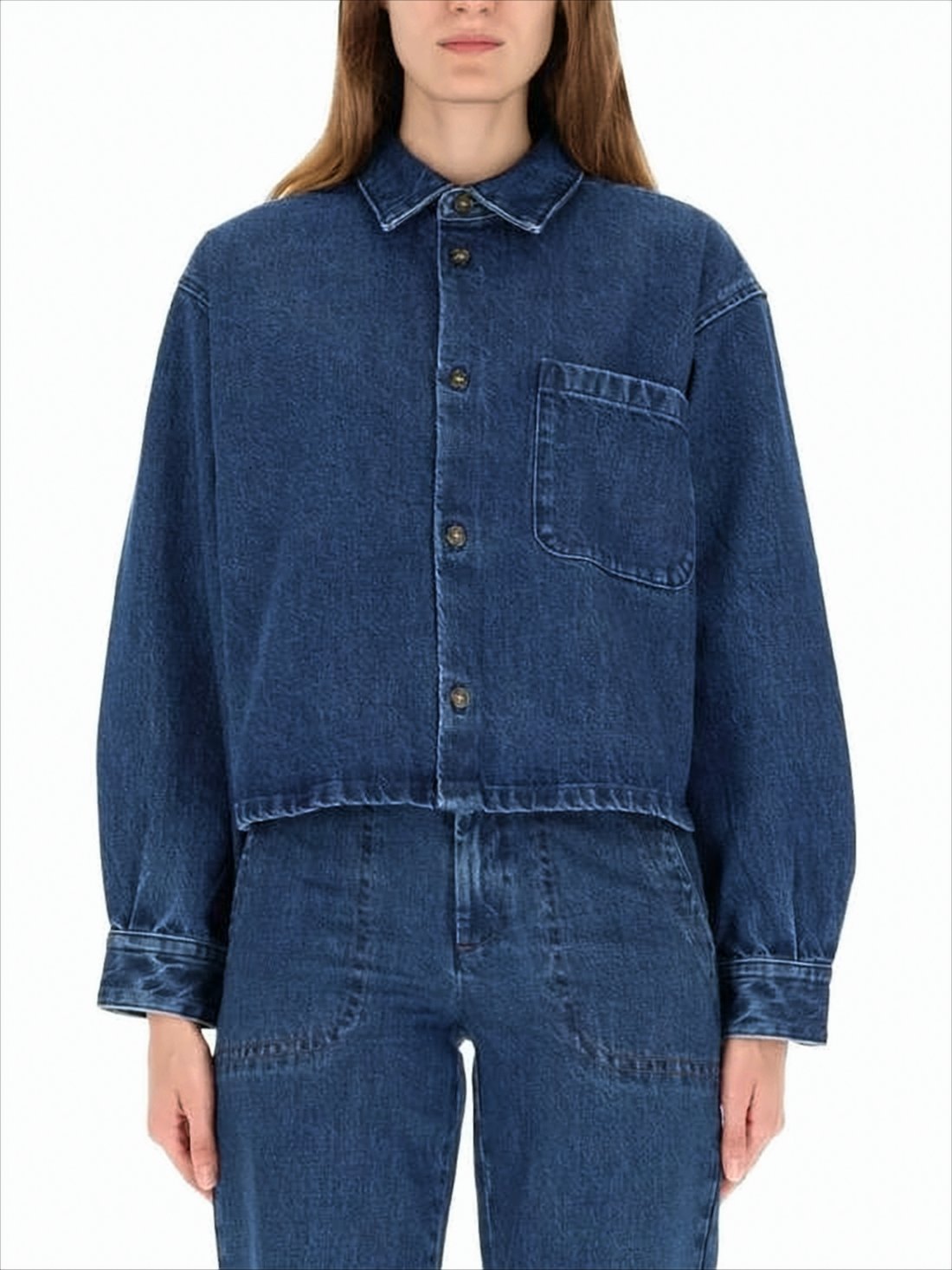 Cropped Boxy Denim Jacket