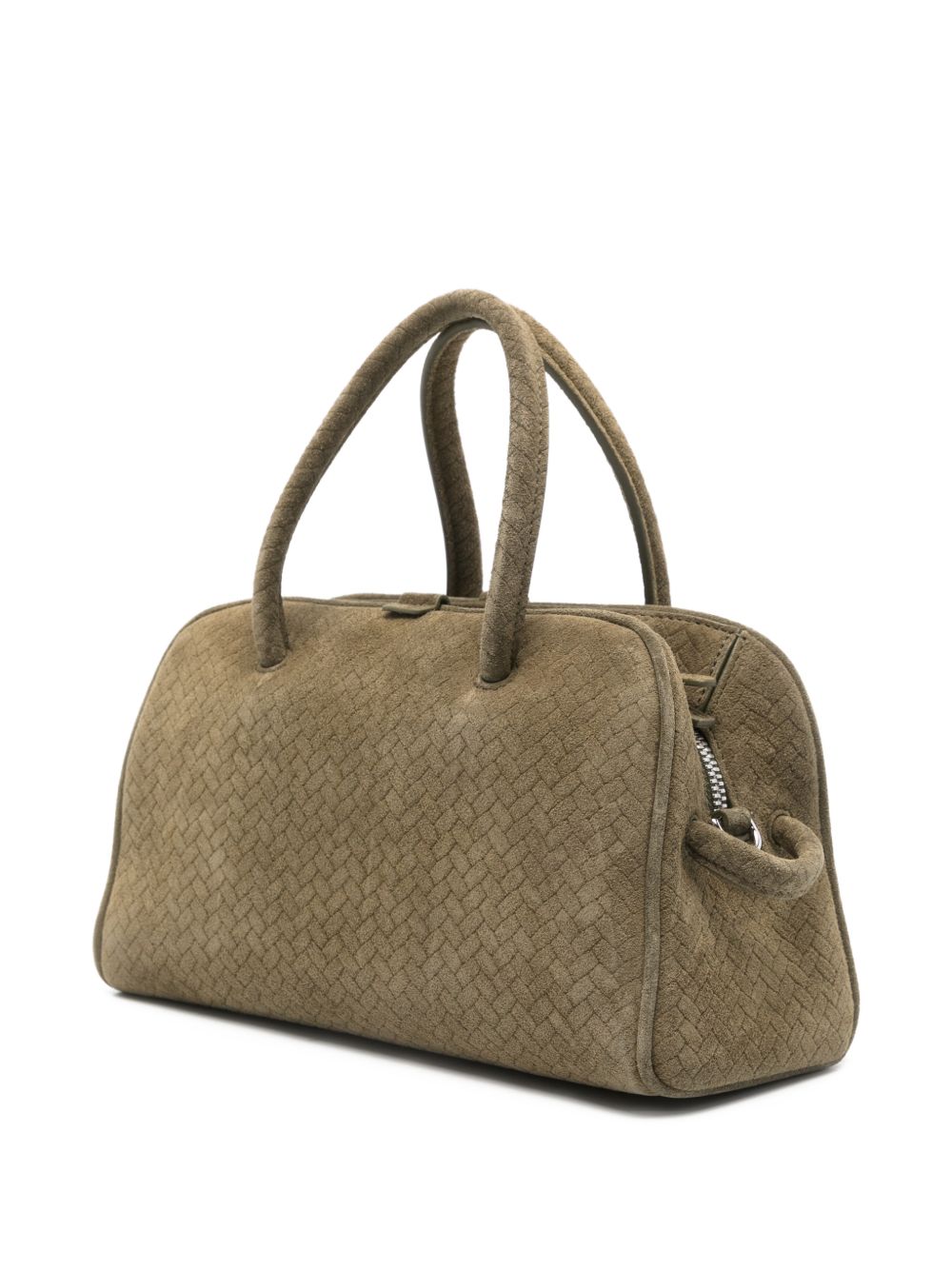 Khaki Green Woven Top Handle Bag