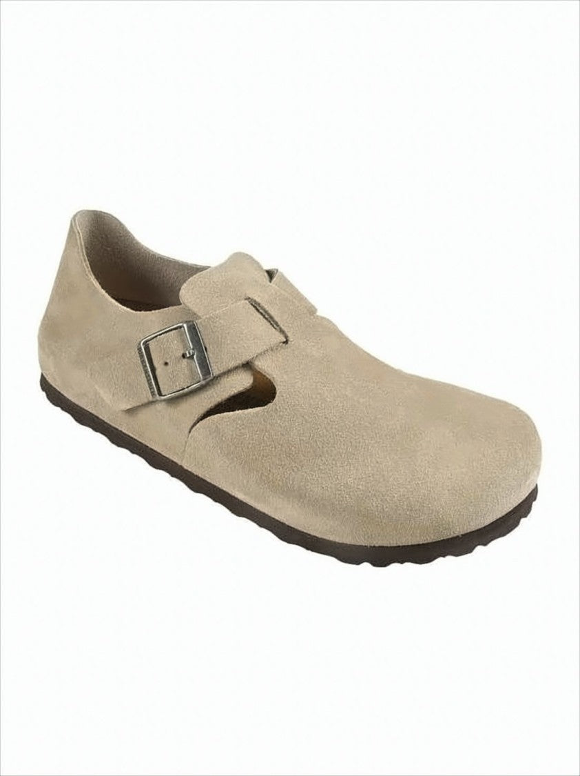 Closed-Toe Suede Sandal with Adjustable Leather Strap