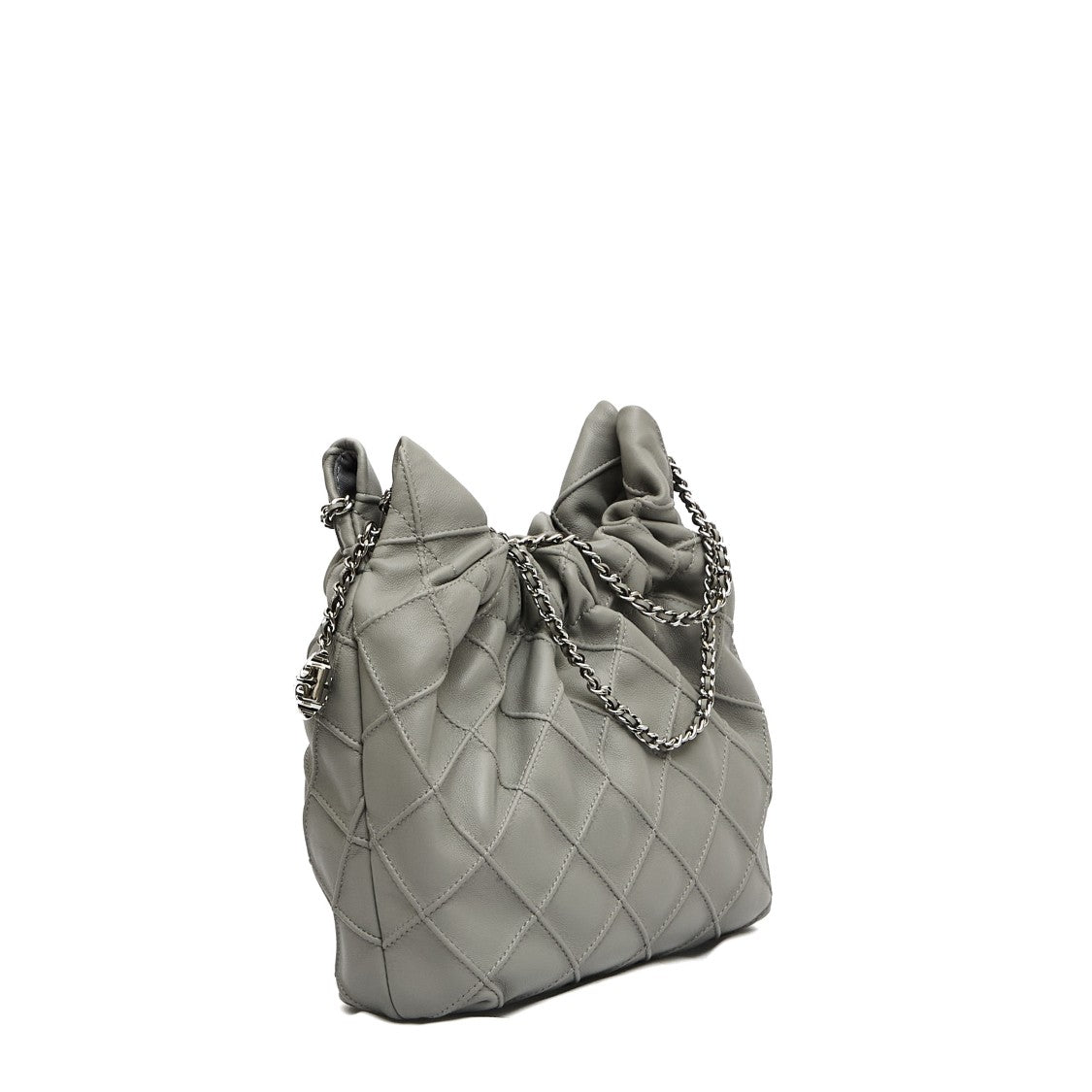 Mini Hobo Grey Leather Bag
