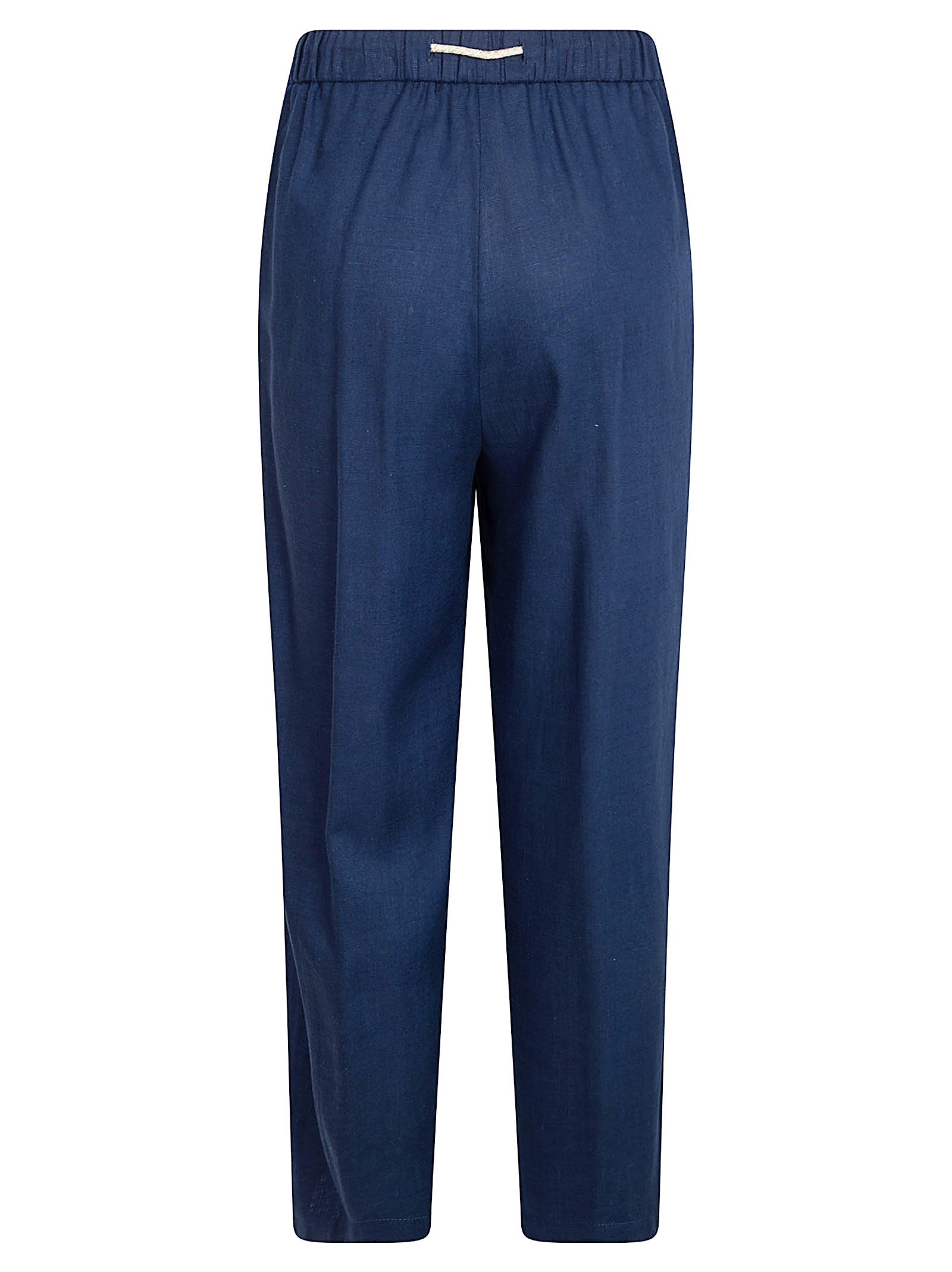 Relaxed-Fit Navy Trousers with Elastic Waistband and Drawstring