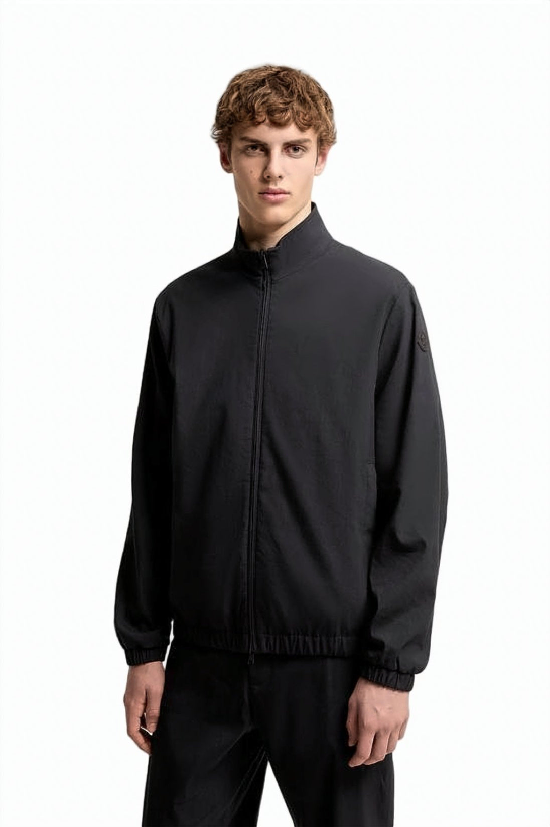 Minimalist Black Jacket with High Collar