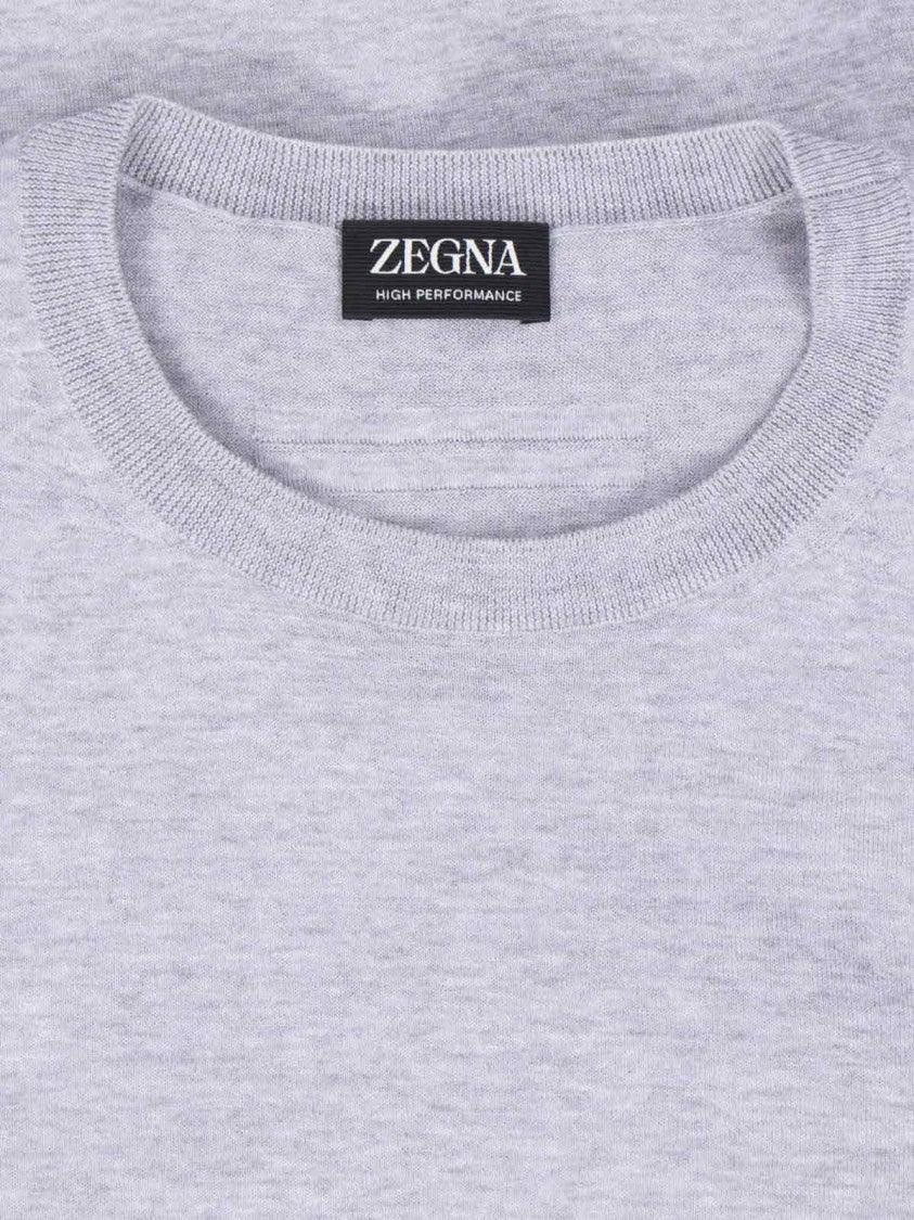 Sweter Wełniany Szary Dzianinowy Okrągły Dekolt