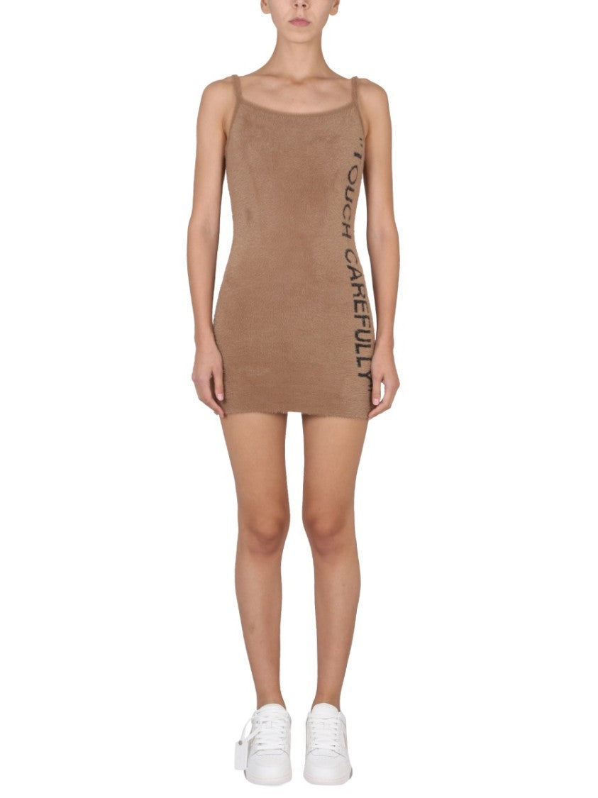 Fuzzy Mini Dress With Round Neckline