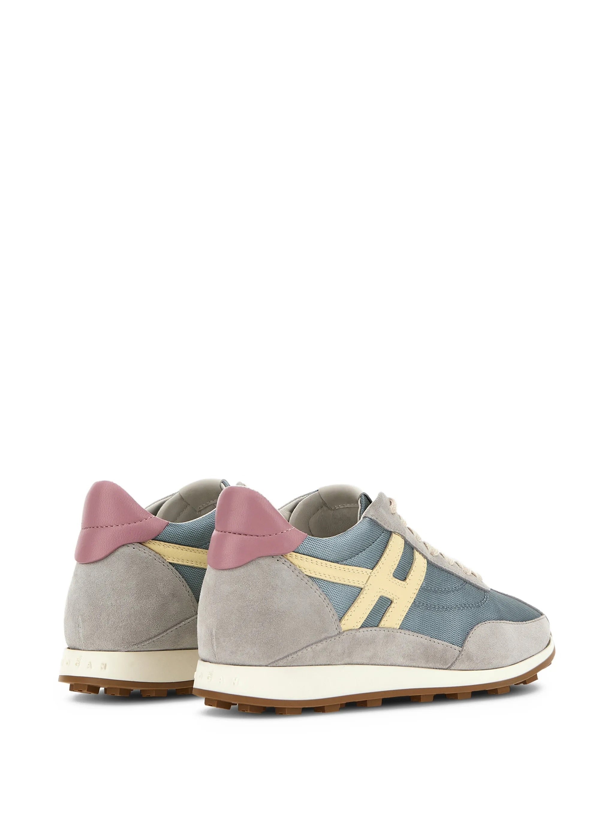 Blue Low-Profile Suede Mesh Retro Sneakers