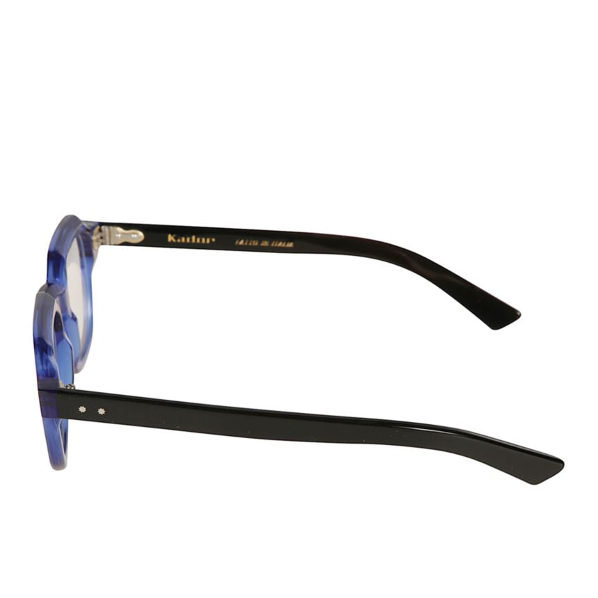 K-Story/N Bold Rectangular Frame Sunglasses with Translucent Blue Front