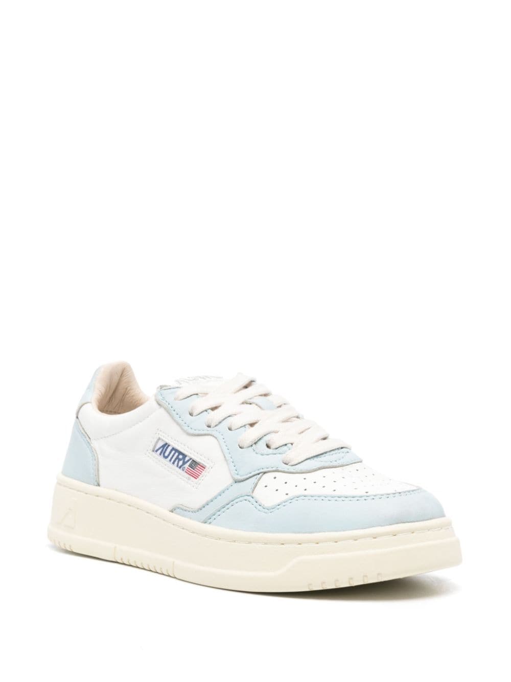 White Multicolour Perforated Calf Leather Sneakers