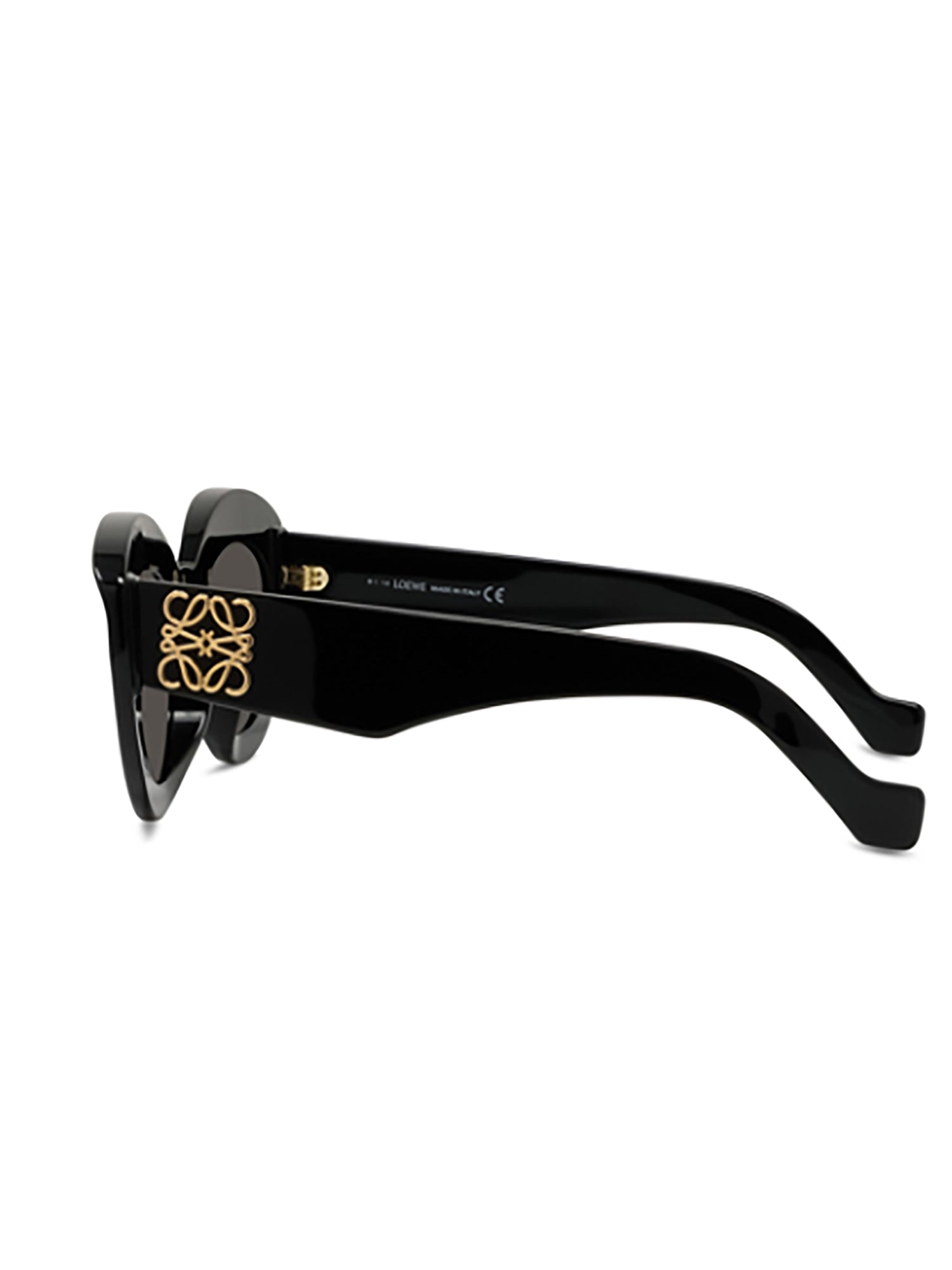 Cat-Eye Black Acetate Sunglasses With Gold Logo Detail
