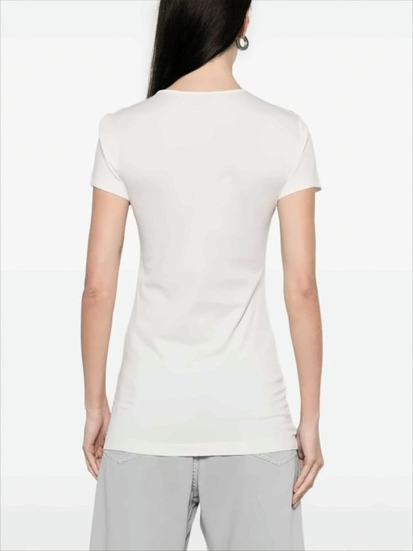 Fitted White Cotton Short-Sleeve T-Shirt