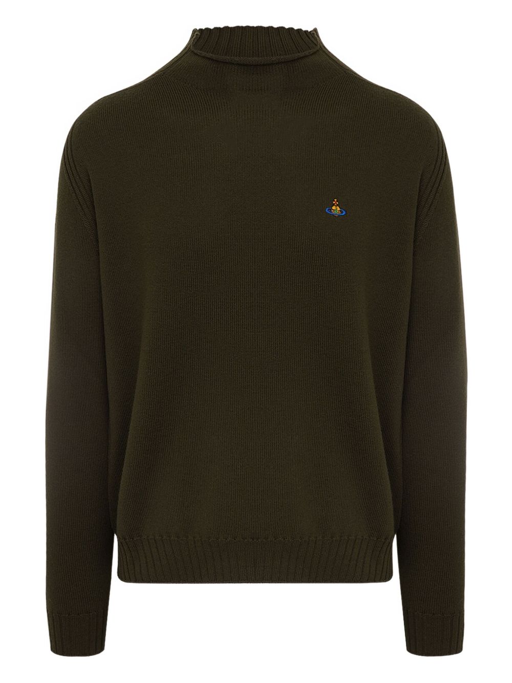 High Neck Ribbed Brown Sweater