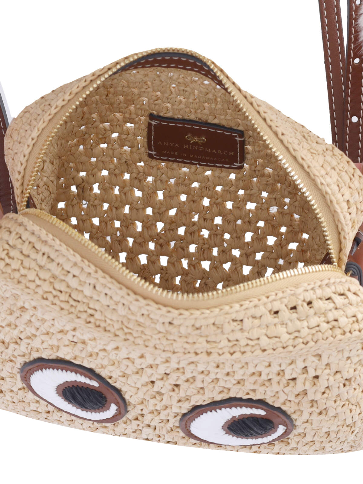 Rectangular Raffia Crossbody Bag with Eye Patch