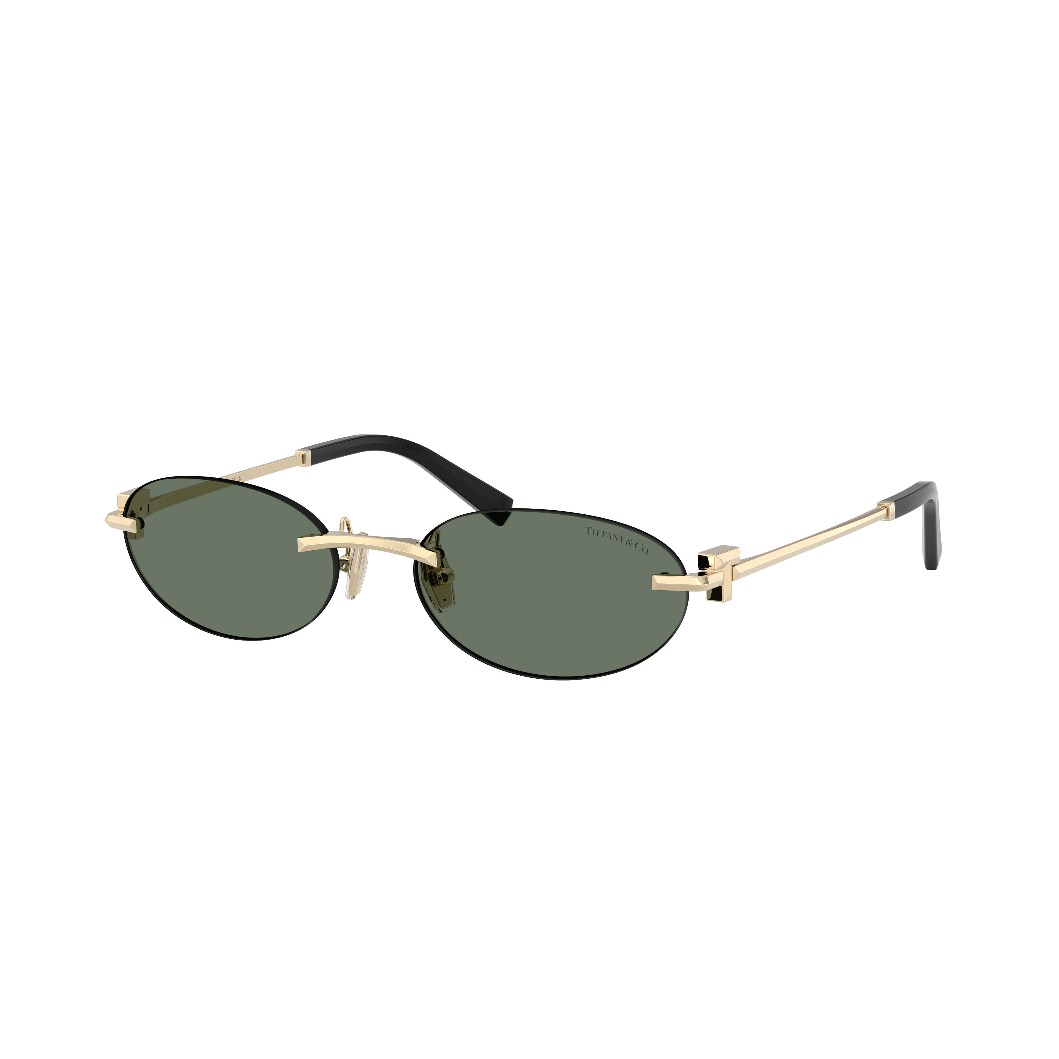 Oval Lens Sunglasses With Gold-Tone Metal Frame