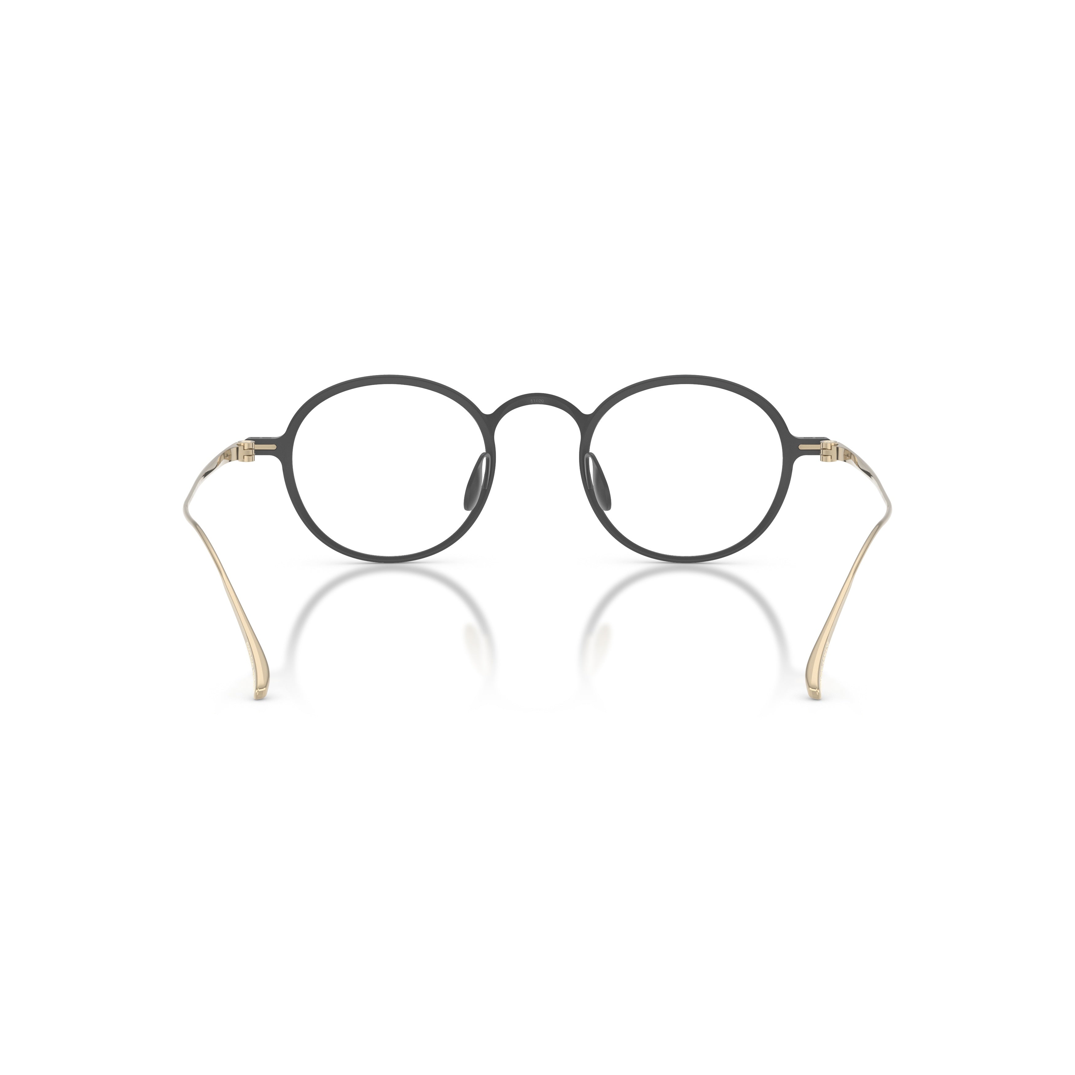 0ar5159t Round Black Eyeglasses with Gold Metal Temples