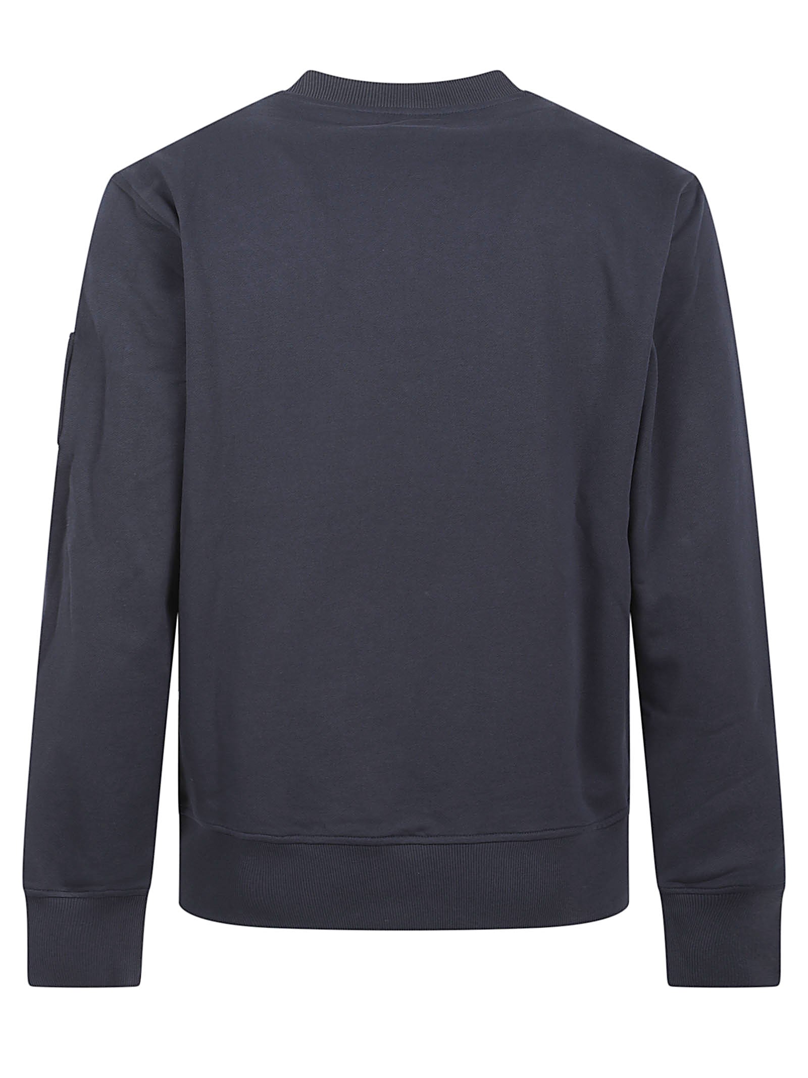 Minimalist Blue Cotton Sweater with Distinctive Patch