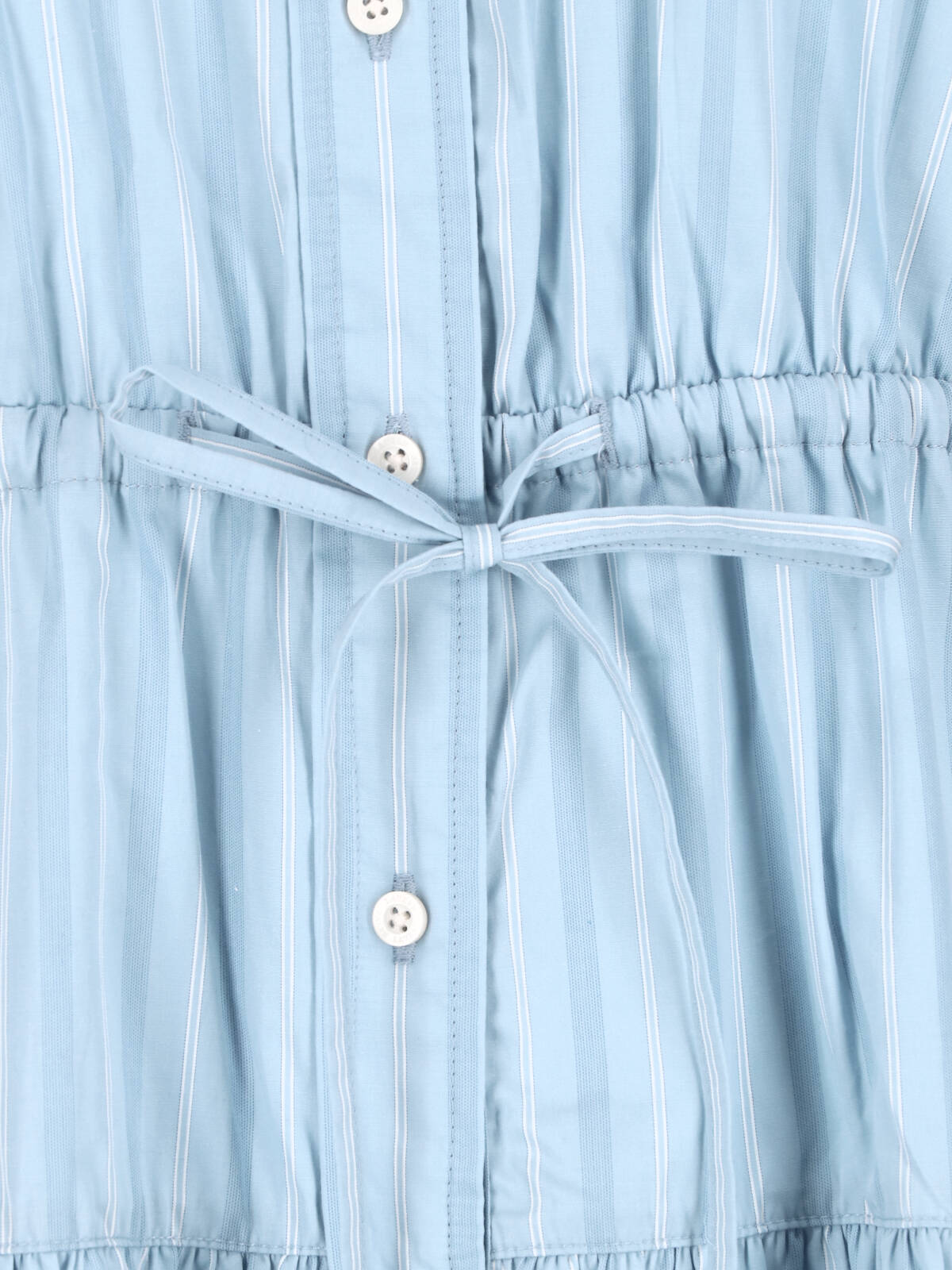 Blue Tiered Sleeveless Striped Dress