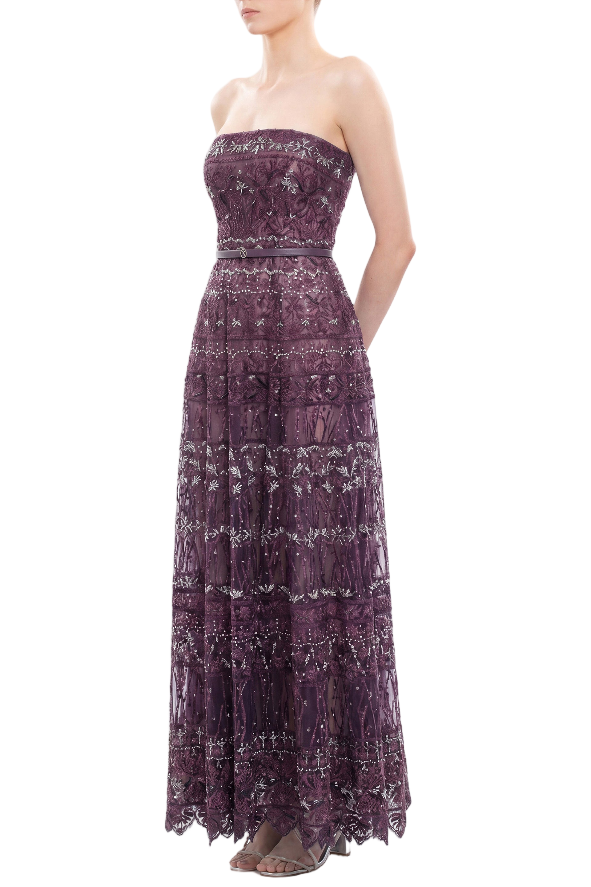 Strapless Beaded Tulle Dress