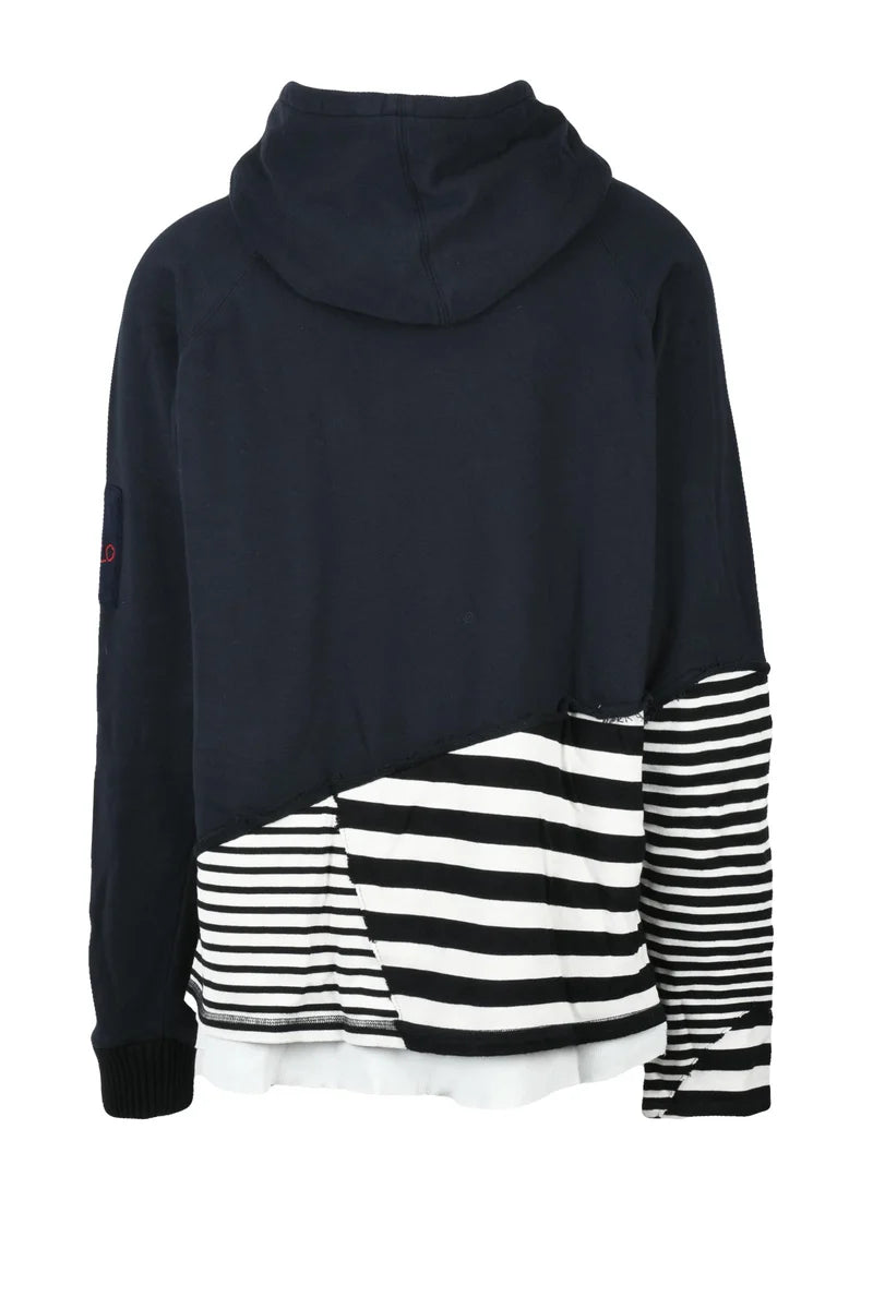 Maxi Patchwork Hoodie - Blue/White