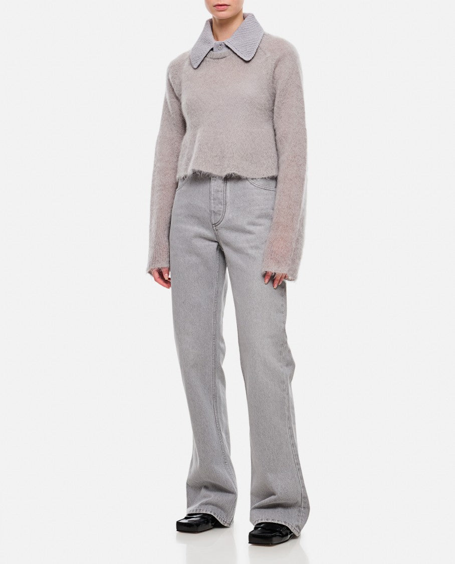 Light Grey Washed Flared Denim Pants