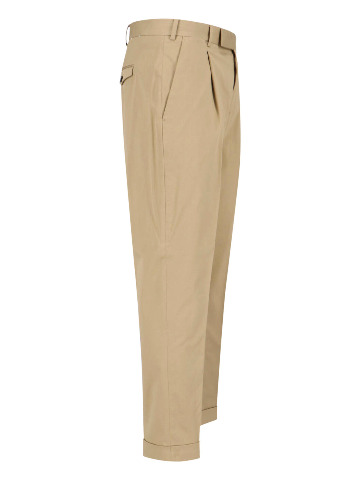 Tailored Beige Trousers With Clean Front
