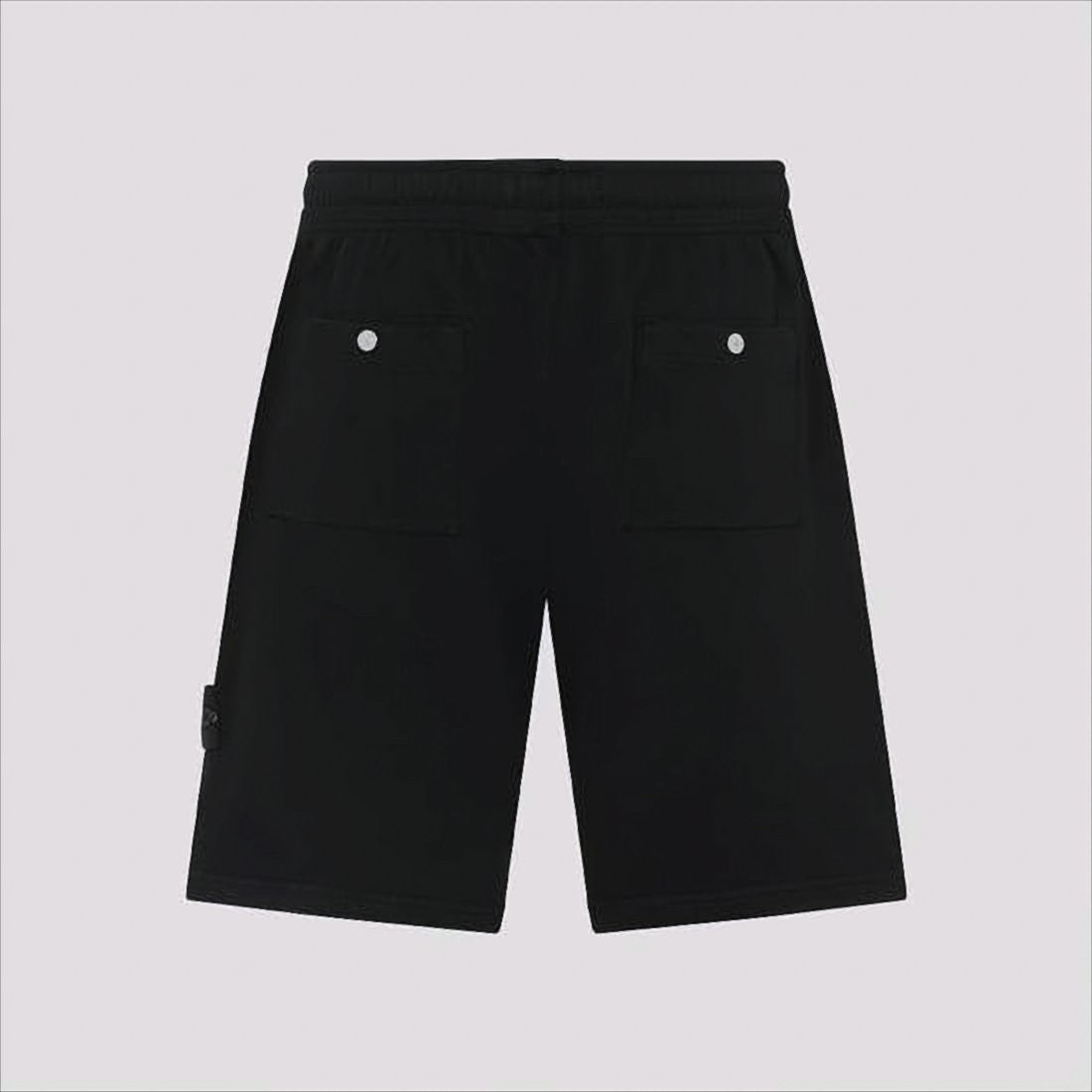Black Shorts with Drawstring Waist and Logo Patch