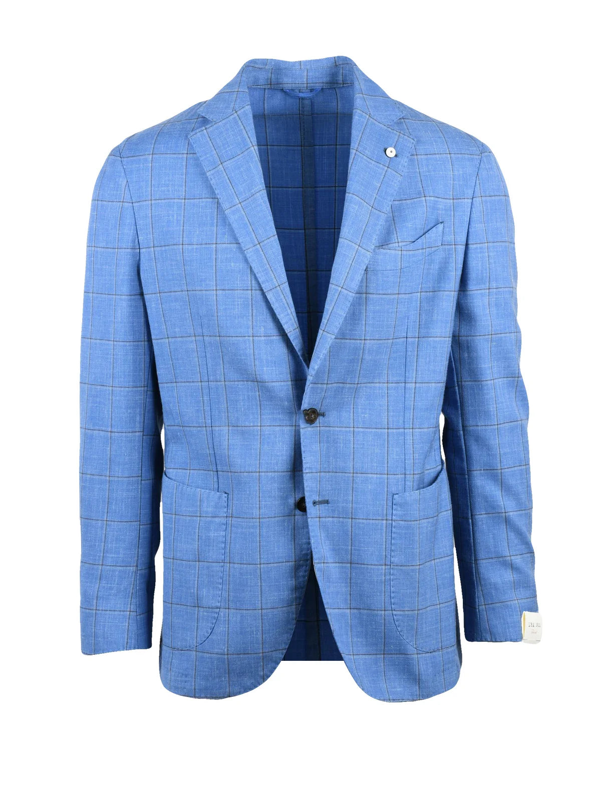 Light Blue Wool Polyamide Linen Rounded Jacket