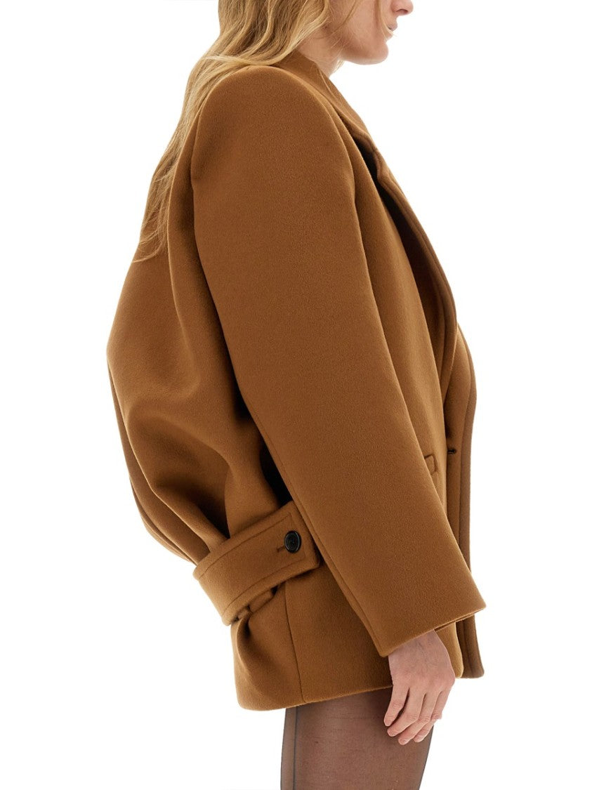 Structured Short Wool Coat With Wide Lapels
