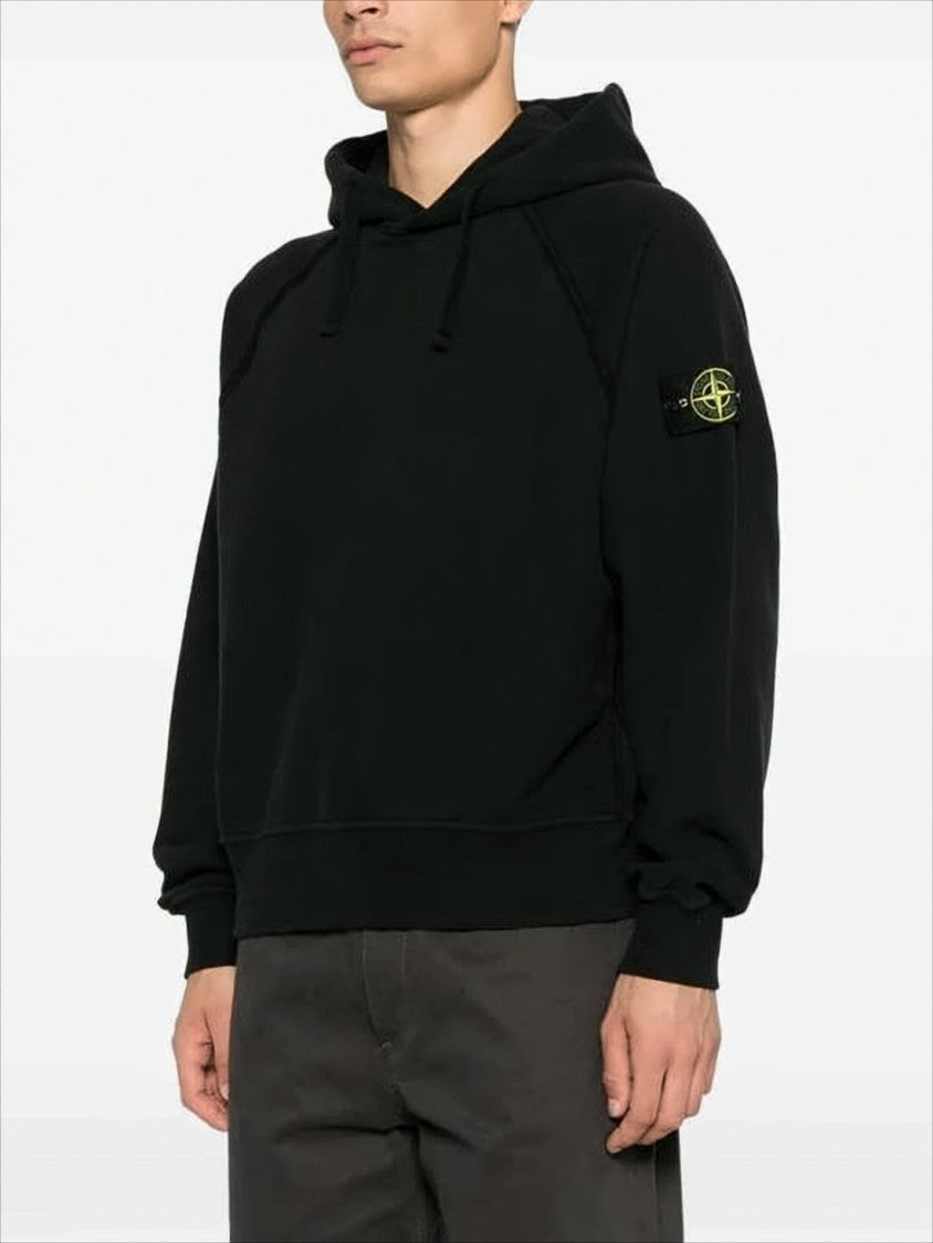 Relaxed Fit Black Hoodie with Distinctive Patch Logo