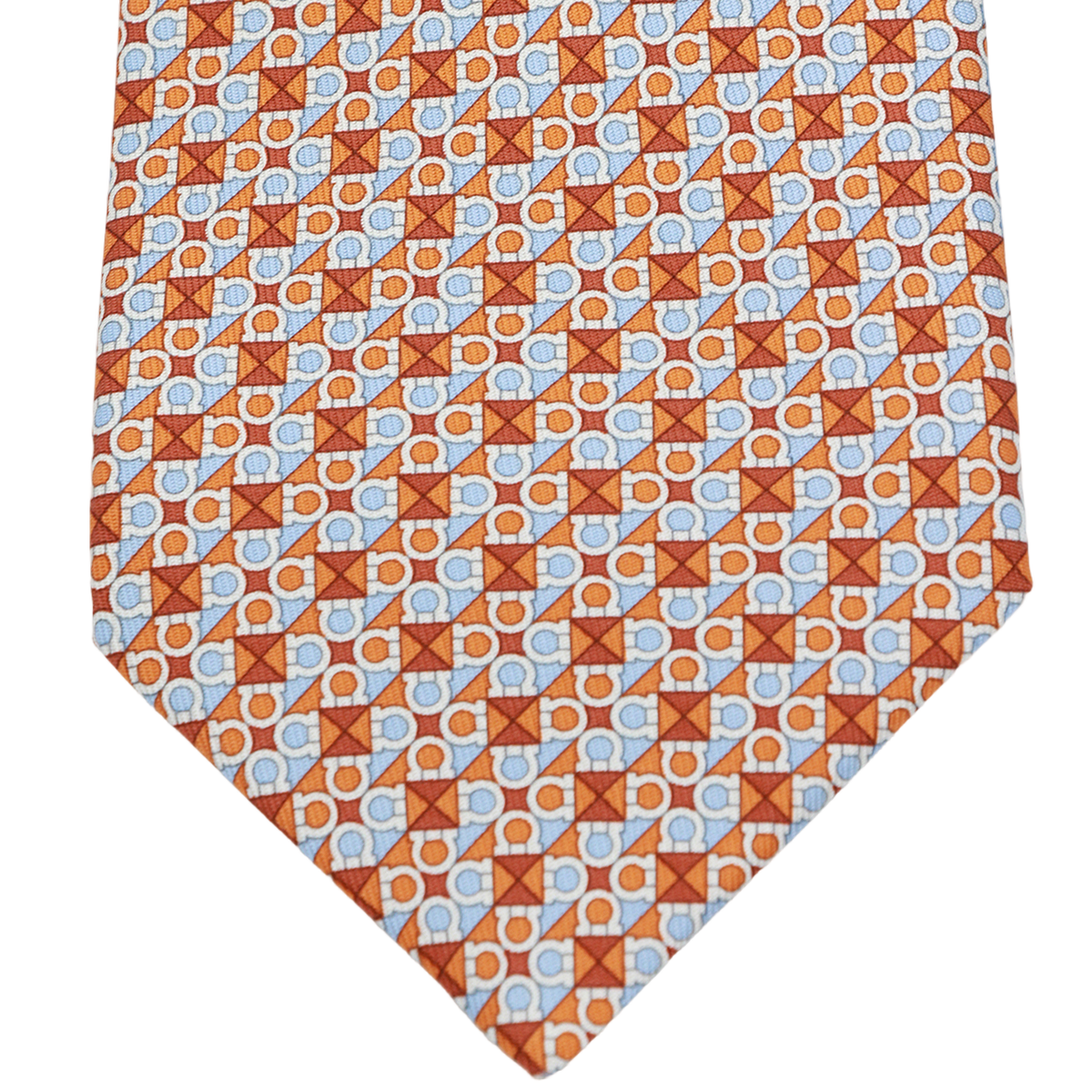 Geometric Patterned Orange Tie