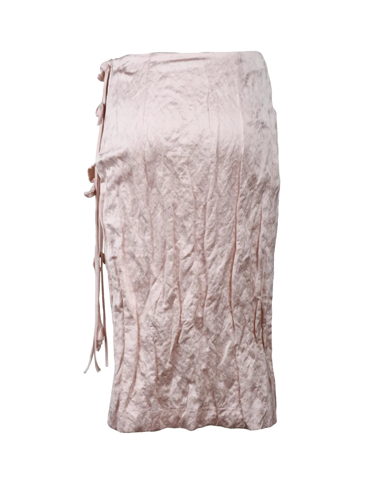 Satin Midi Skirt with Crinkled Texture