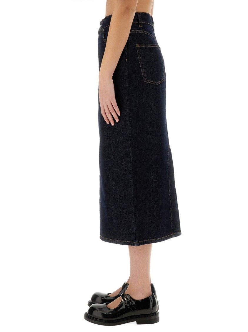 Classic High-Waisted Long Denim Skirt