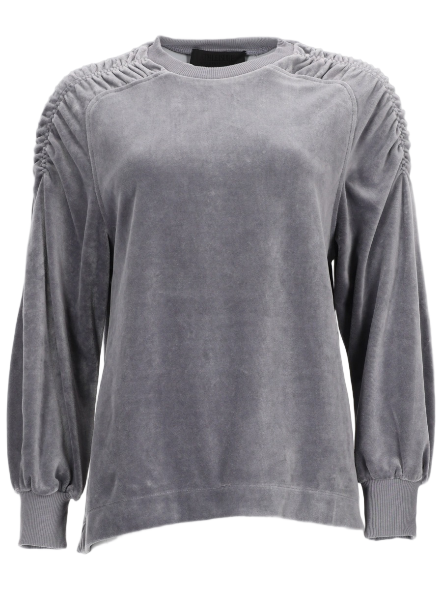 Plush Chenille Sweatshirt with Gathered Shoulder Detailing