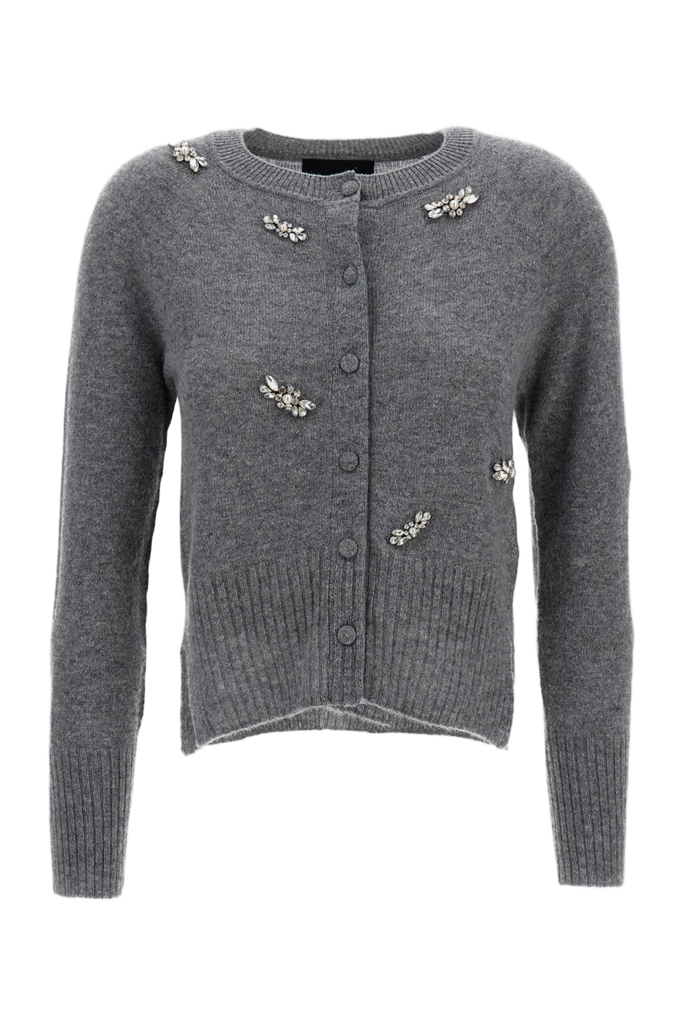 Grey Cashmere Cardigan with Crystals