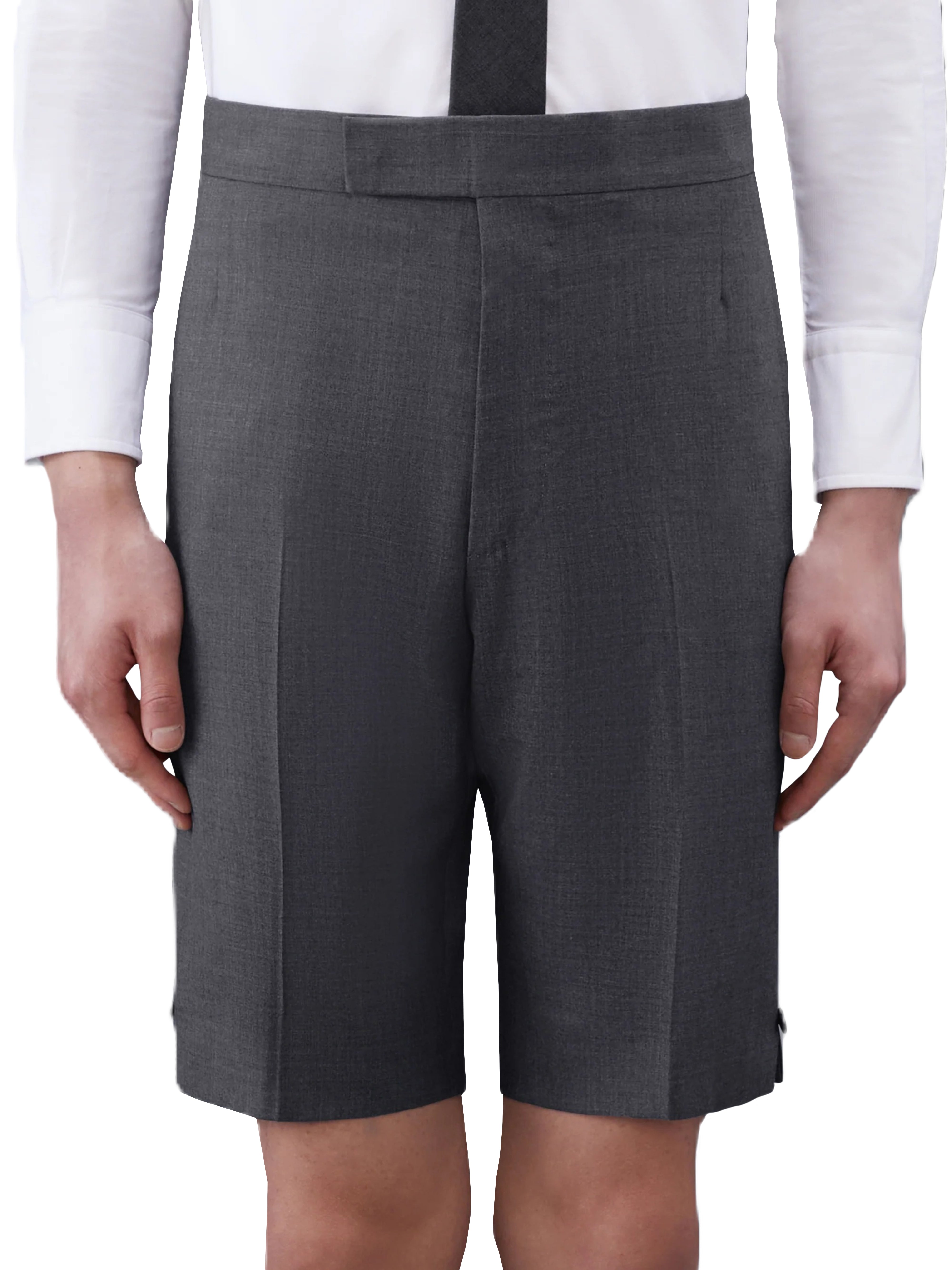 Tailored Black Shorts with Structured Waistband and Side Stripe