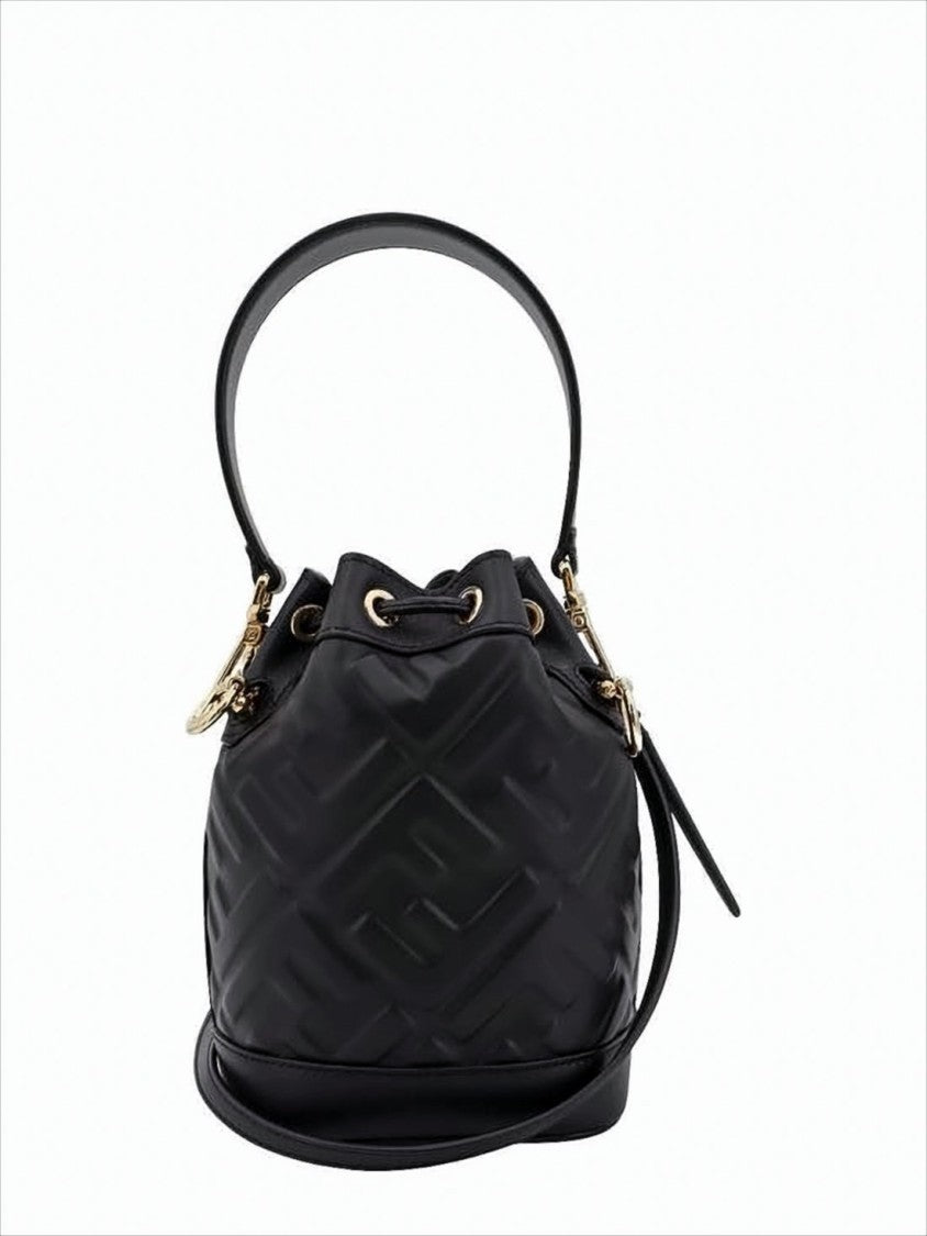 Structured Bucket Tote Bag with Embossed Geometric Pattern