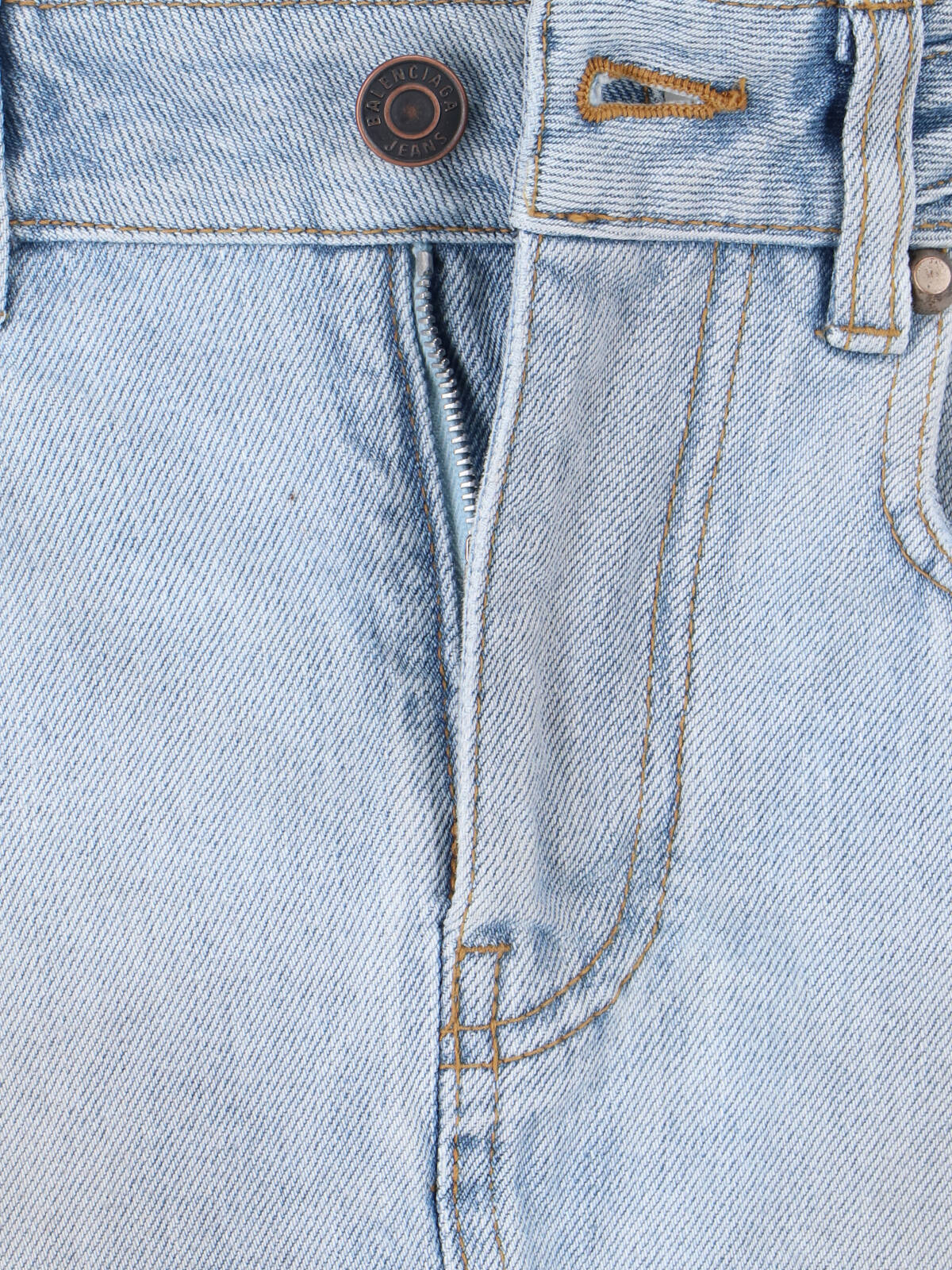 "Le City" Mini Skirt In Light Blue Cotton Denim