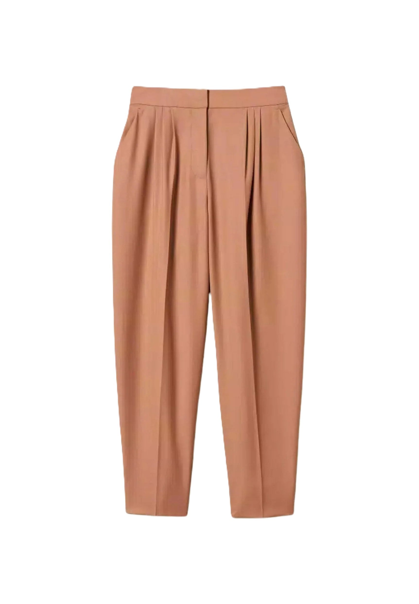 Mocha Brown Pleated Wool Trousers