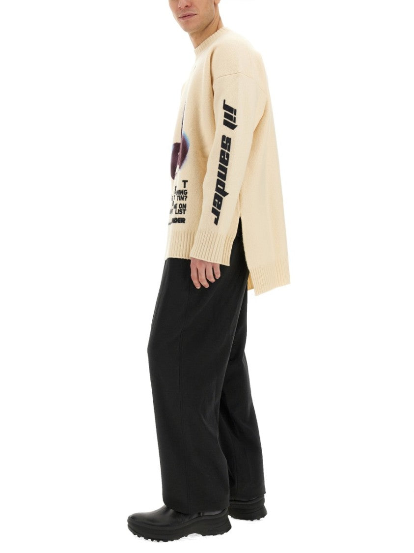 Playful Wool Knit Sweater With Cherry Embroidery