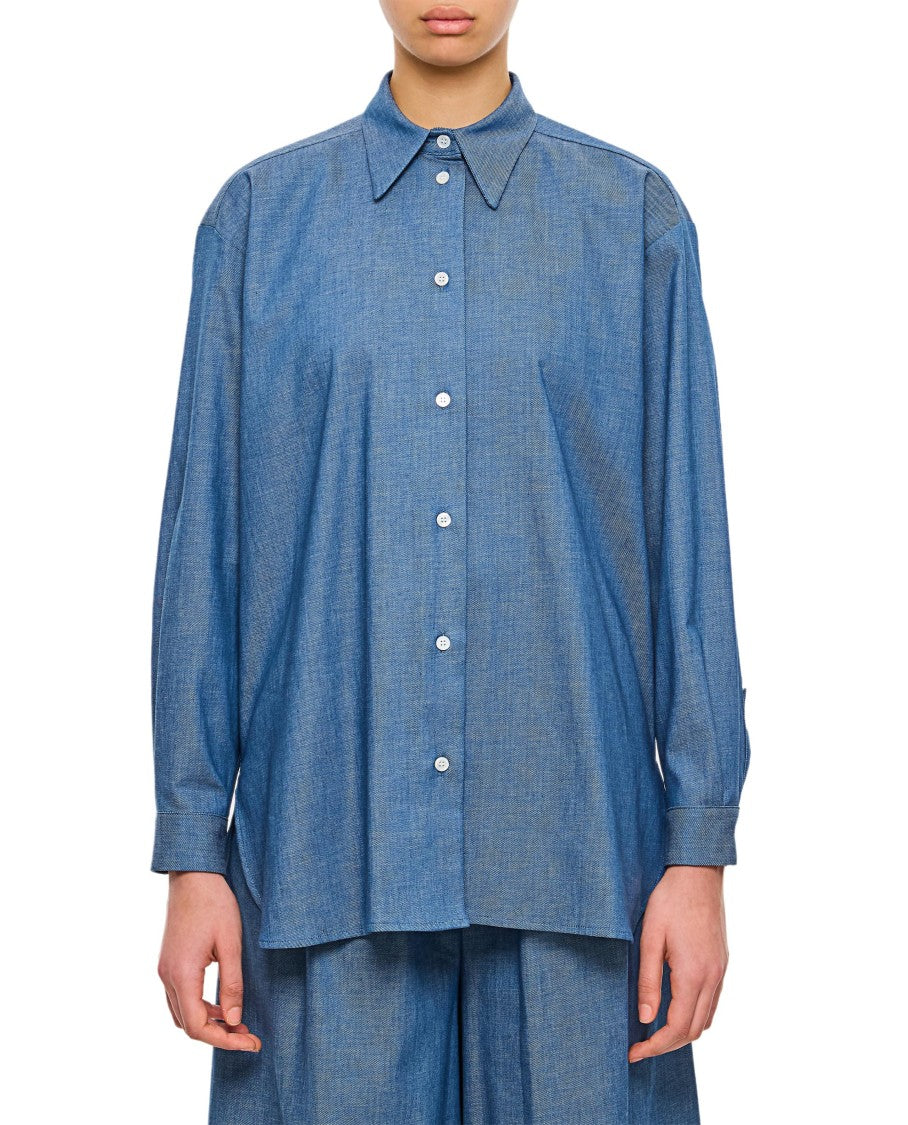 Pointed Collar Button-Up Shirt