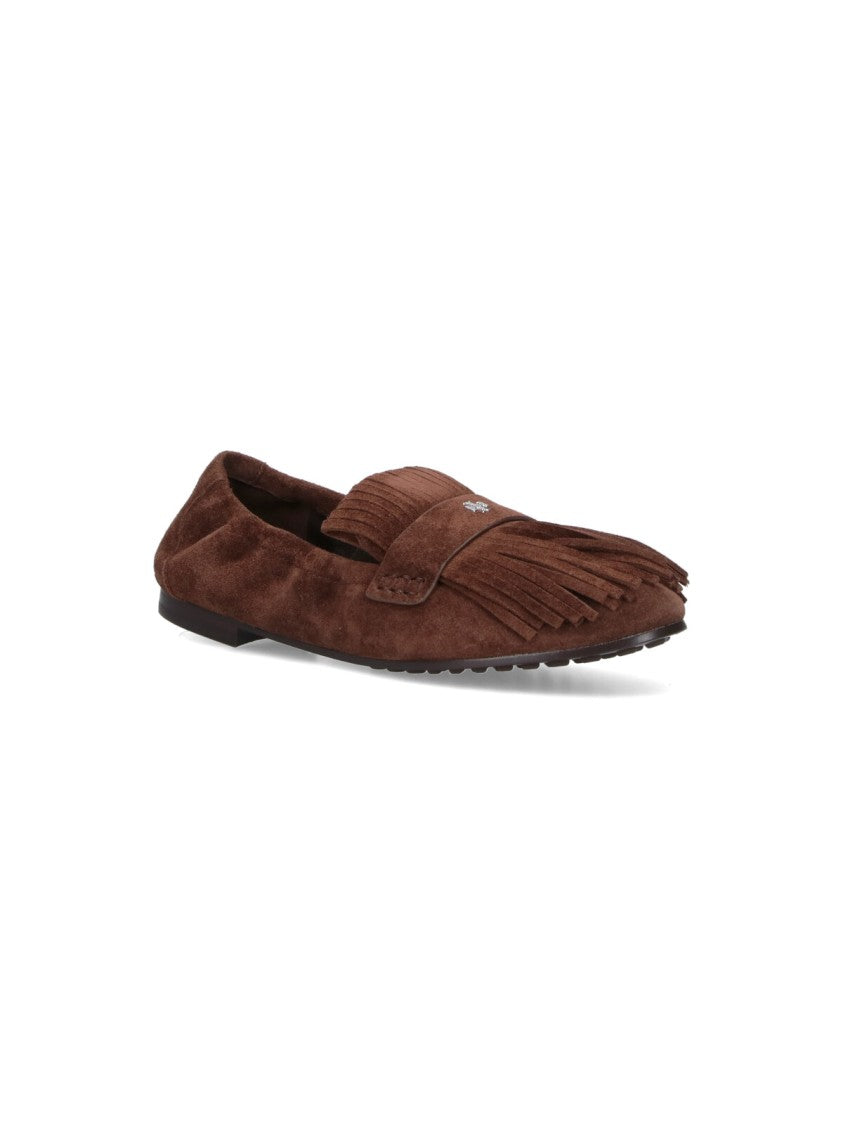 "Ballerina" Loafers, In Brown Suede