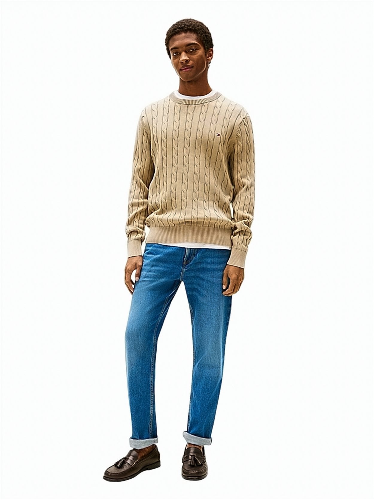 Vintage Cable-Knit Sweater With Crewneck