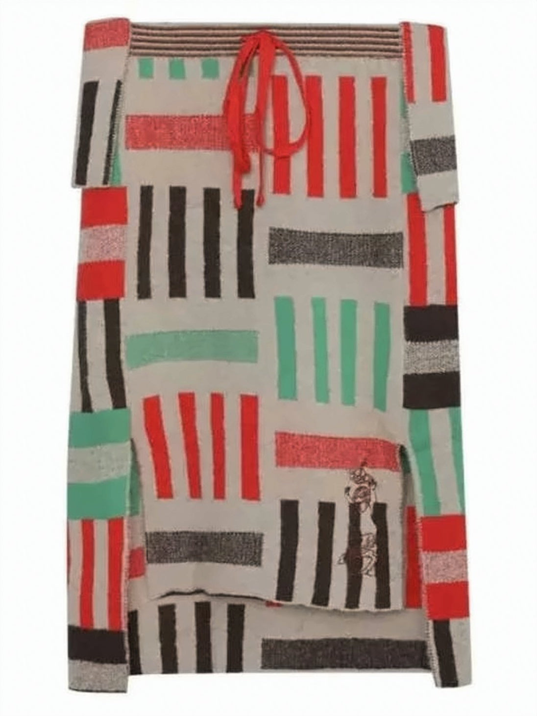 Geometric Pattern Midi Skirt with Drawstring Waist
