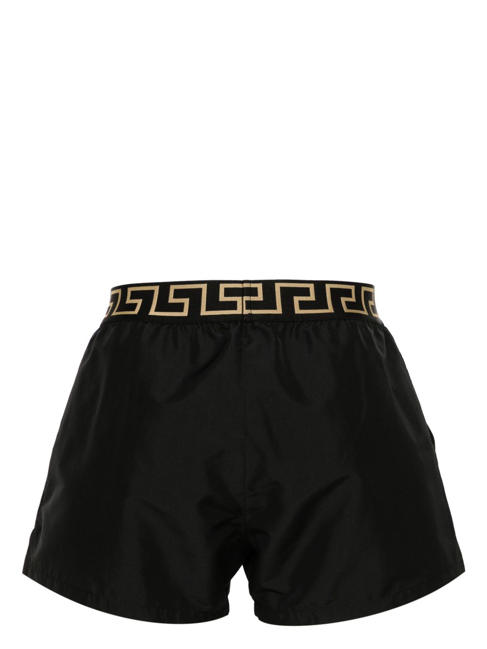 Tailored Black Shorts With Gold Greek Key Design