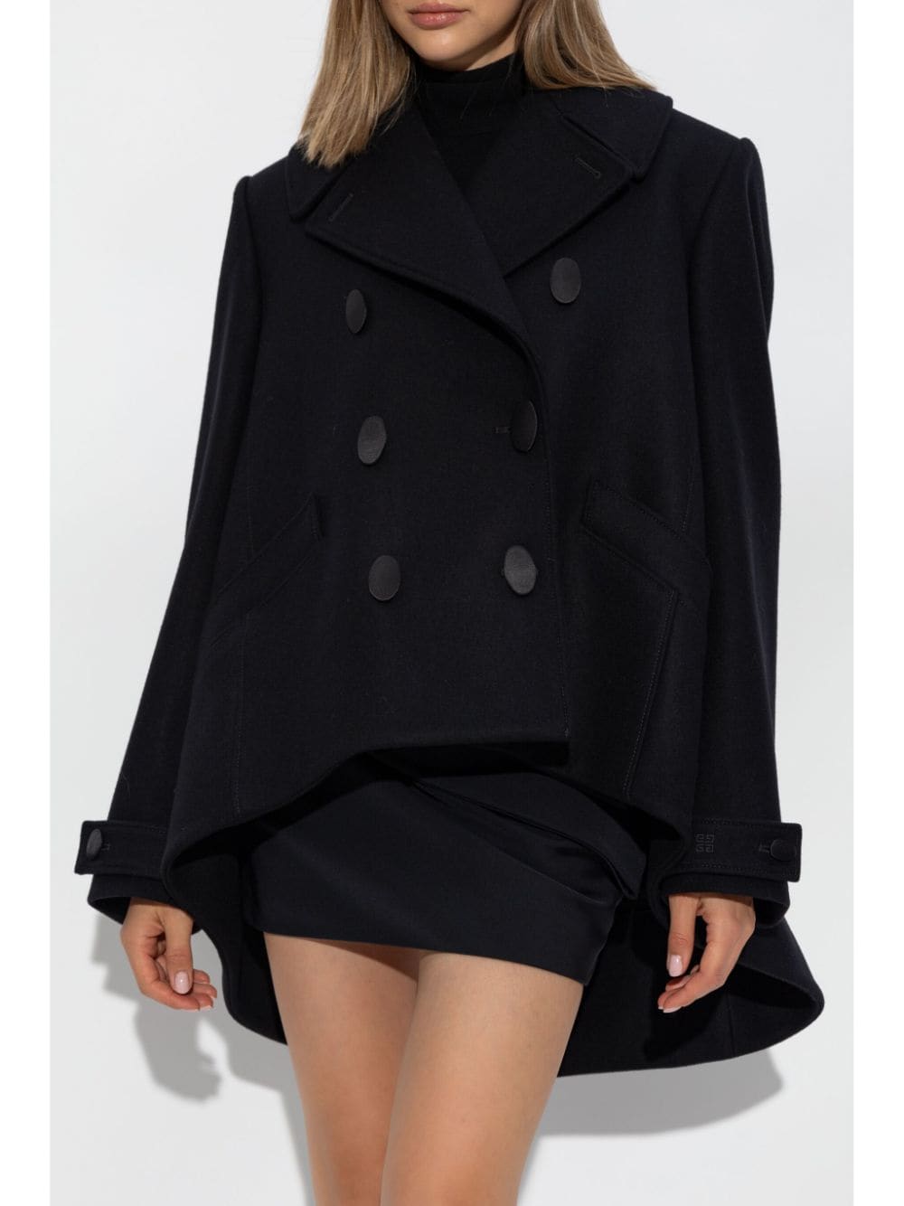 Asymmetrical Hem Wool Coat