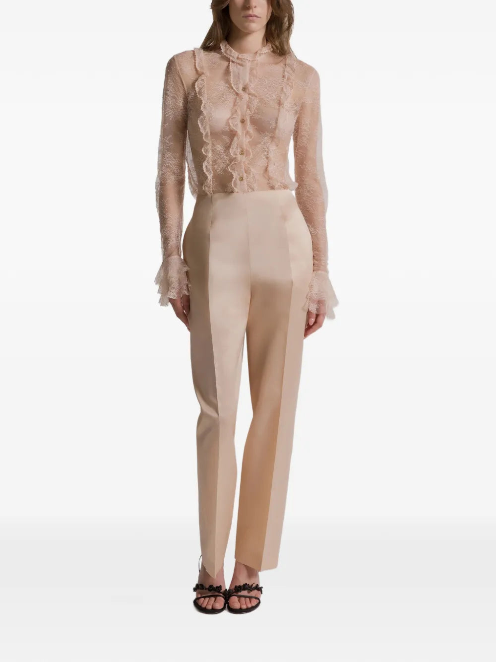 Tailored Organza Pants with High Waist