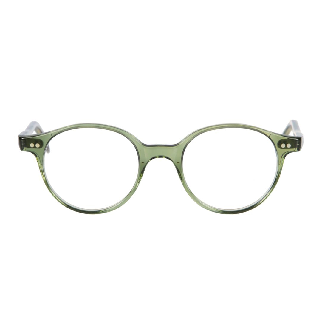 Panto Translucent Olive Green Round Frame Eyeglasses