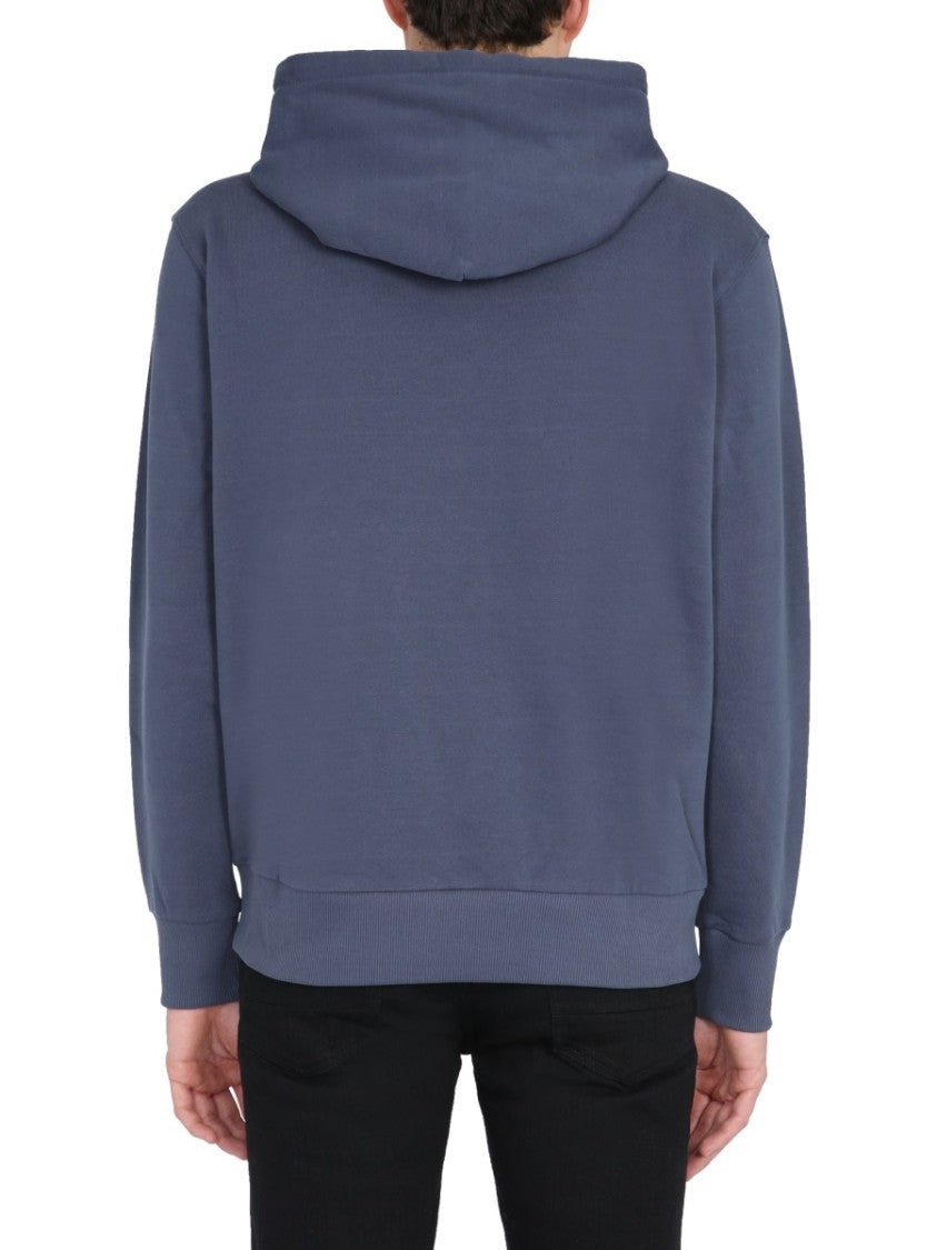 Muted Blue Hoodie With Multicolored Drawstrings
