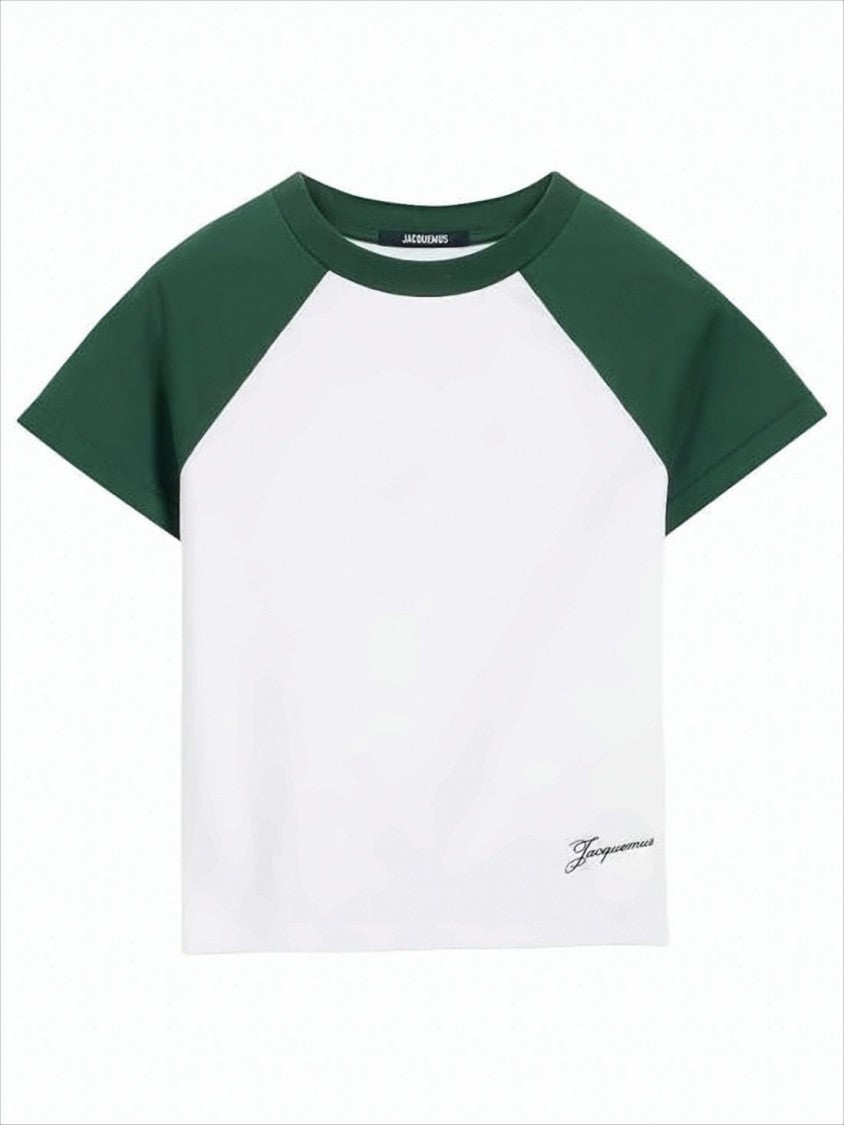 Cropped T-shirt with Contrasting Raglan Sleeves