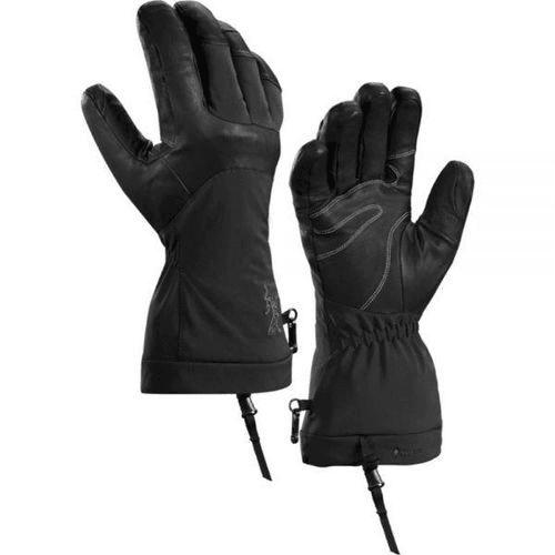 Reinforced Black Goatskin Leather Gloves With Adjustable Straps